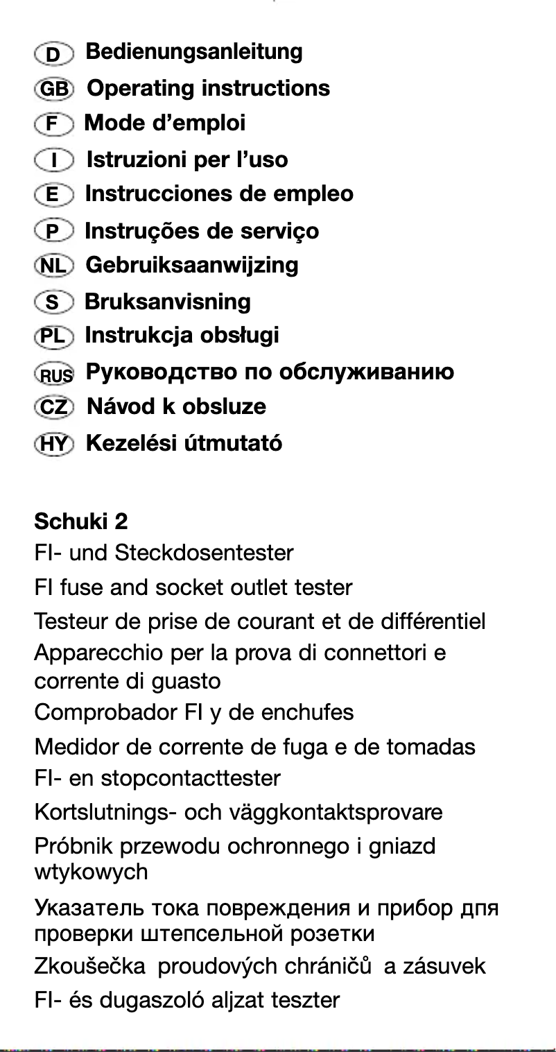 Page n°1 - Manuel utilisateur Testboy Testavit Schuki 2K