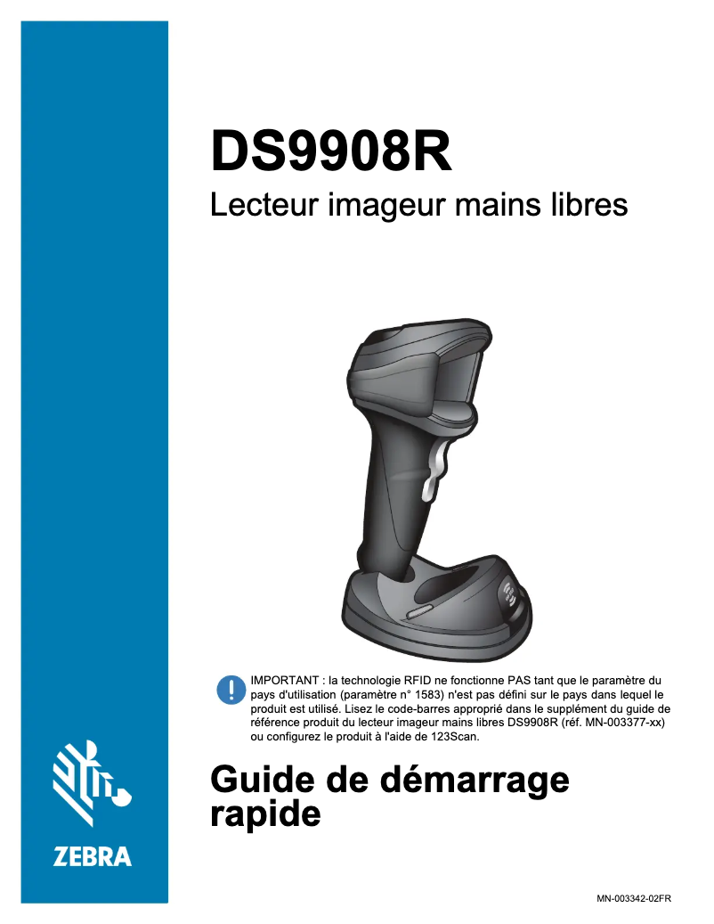 Page n°1 - Guide de démarrage rapide Zebra DS9908