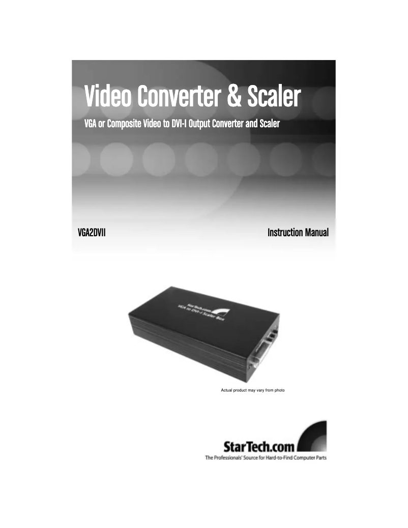Page n°1 - Manuel utilisateur StarTech.com VGA2DVII