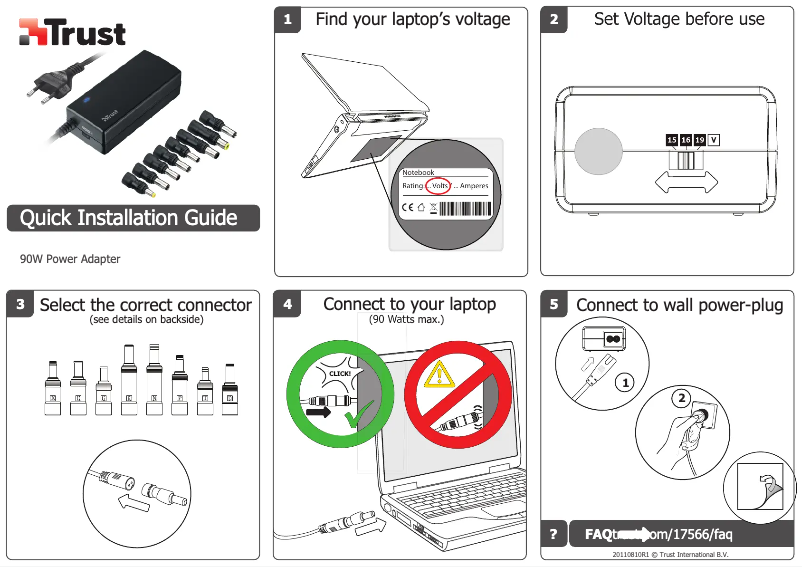 Page 1 de la notice Manuel utilisateur Trust 90W Notebook Power Adapter