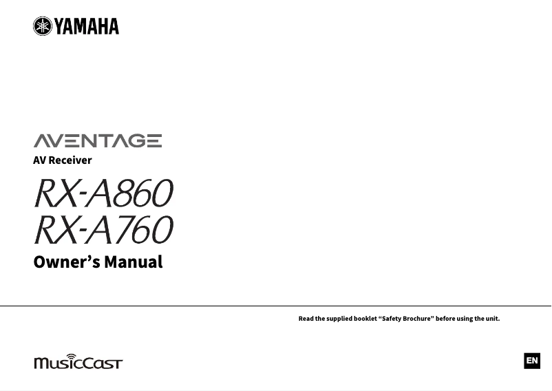 Página 1 del manual Manual de usuario Yamaha RX-A860