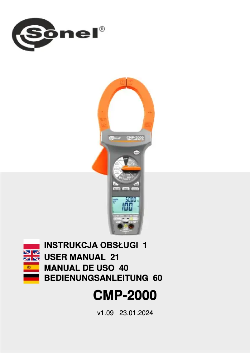 Page n°1 - Manuel utilisateur Sonel CMP-2000