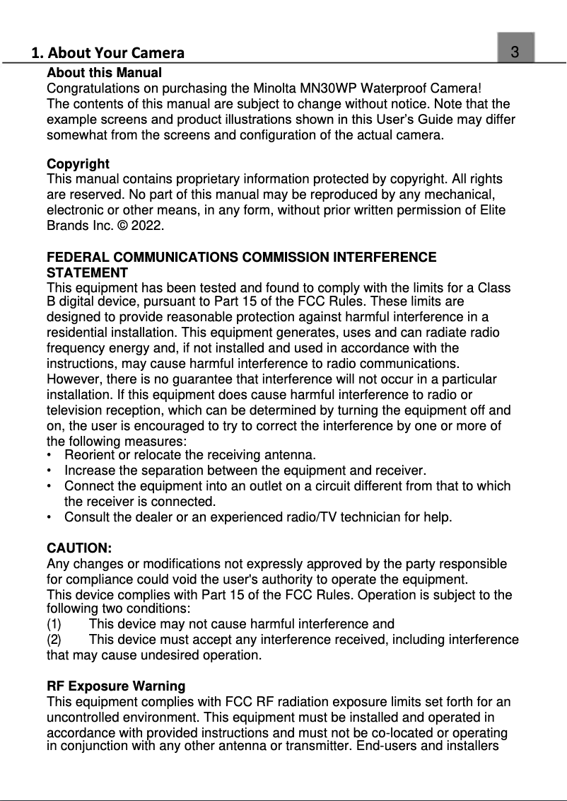 Página 1 del manual Manual de usuario Konica Minolta MN30WP