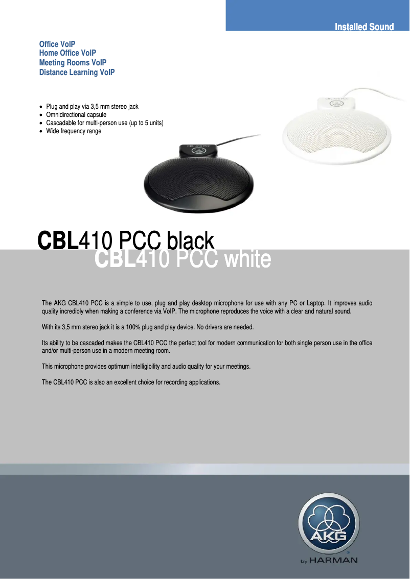 Page n°1 - Fiche technique AKG CBL410 PCC