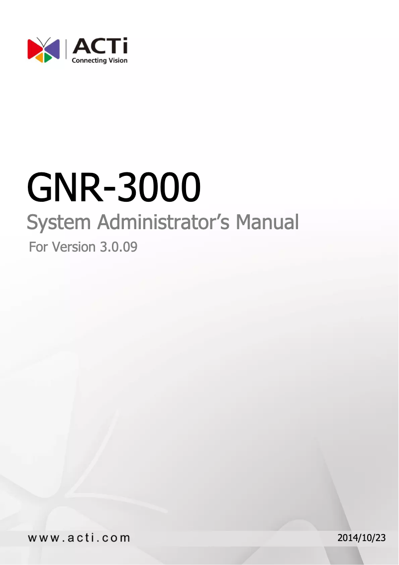 Page n°1 - Manuel utilisateur ACTi GNR-3000