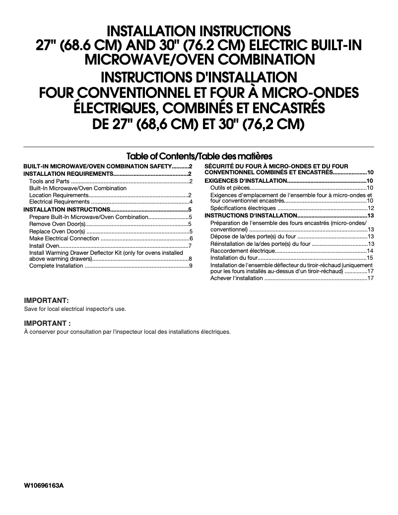 Page n°1 - Guide d'installation Maytag MMW9730FZ