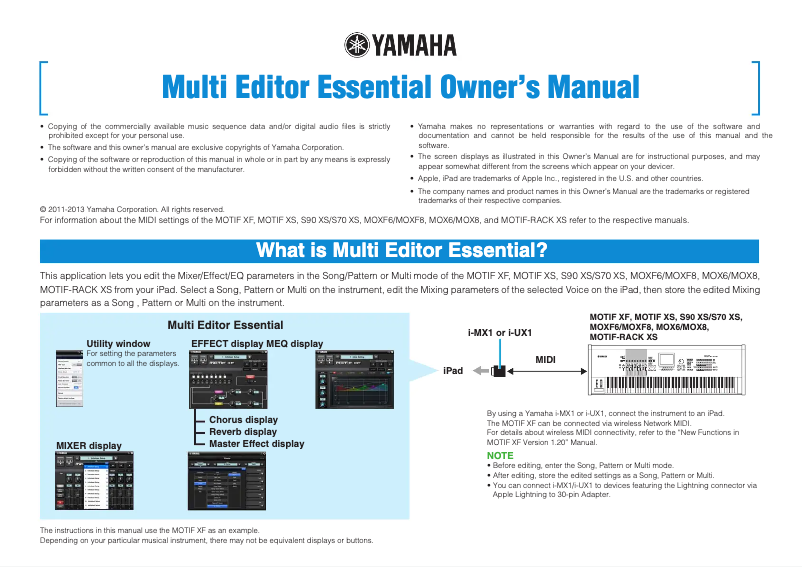 Image de la première page du manuel de l'appareil Multi Editor Essential