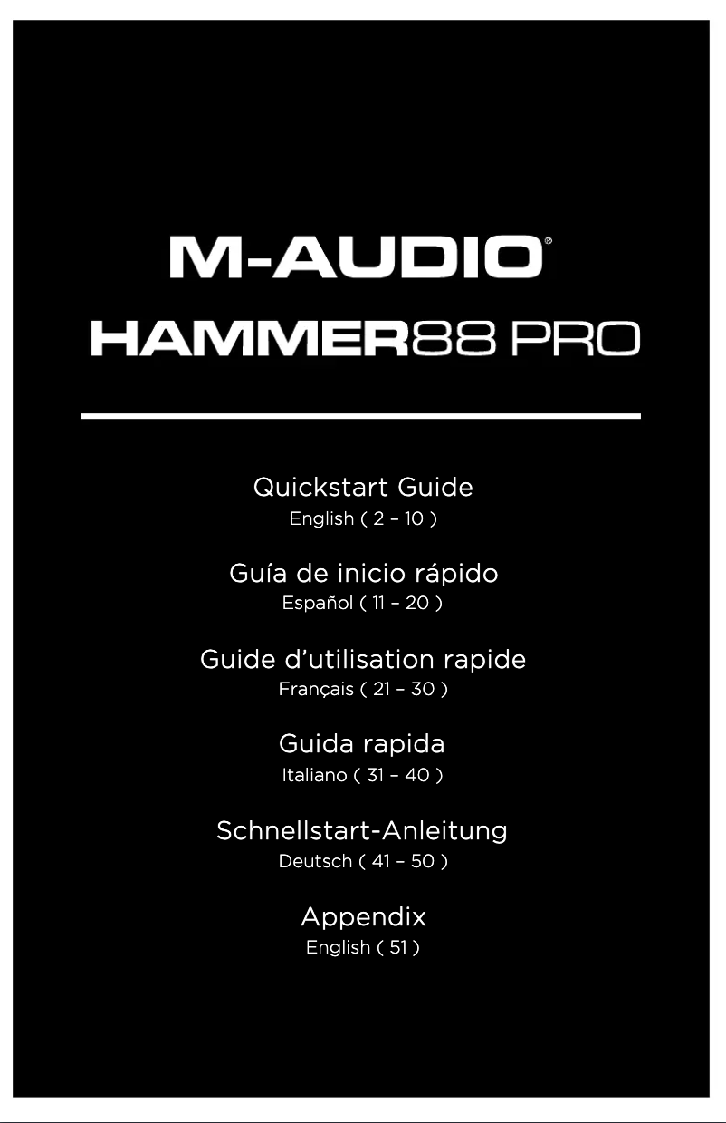 Page 1 de la notice Guide de démarrage rapide M-Audio Hammer 88 Pro