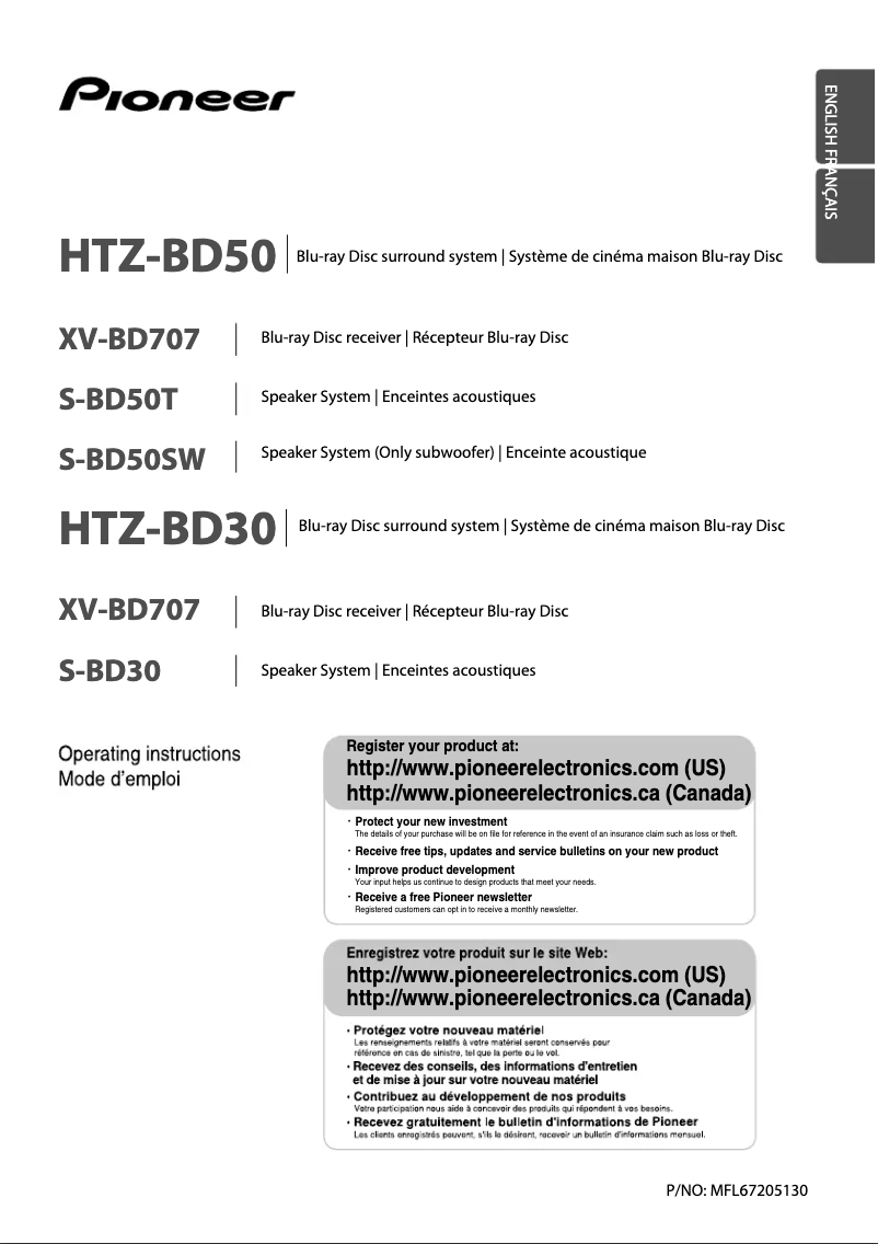 Page n°1 - Manuel utilisateur Pioneer HTZ-BD30