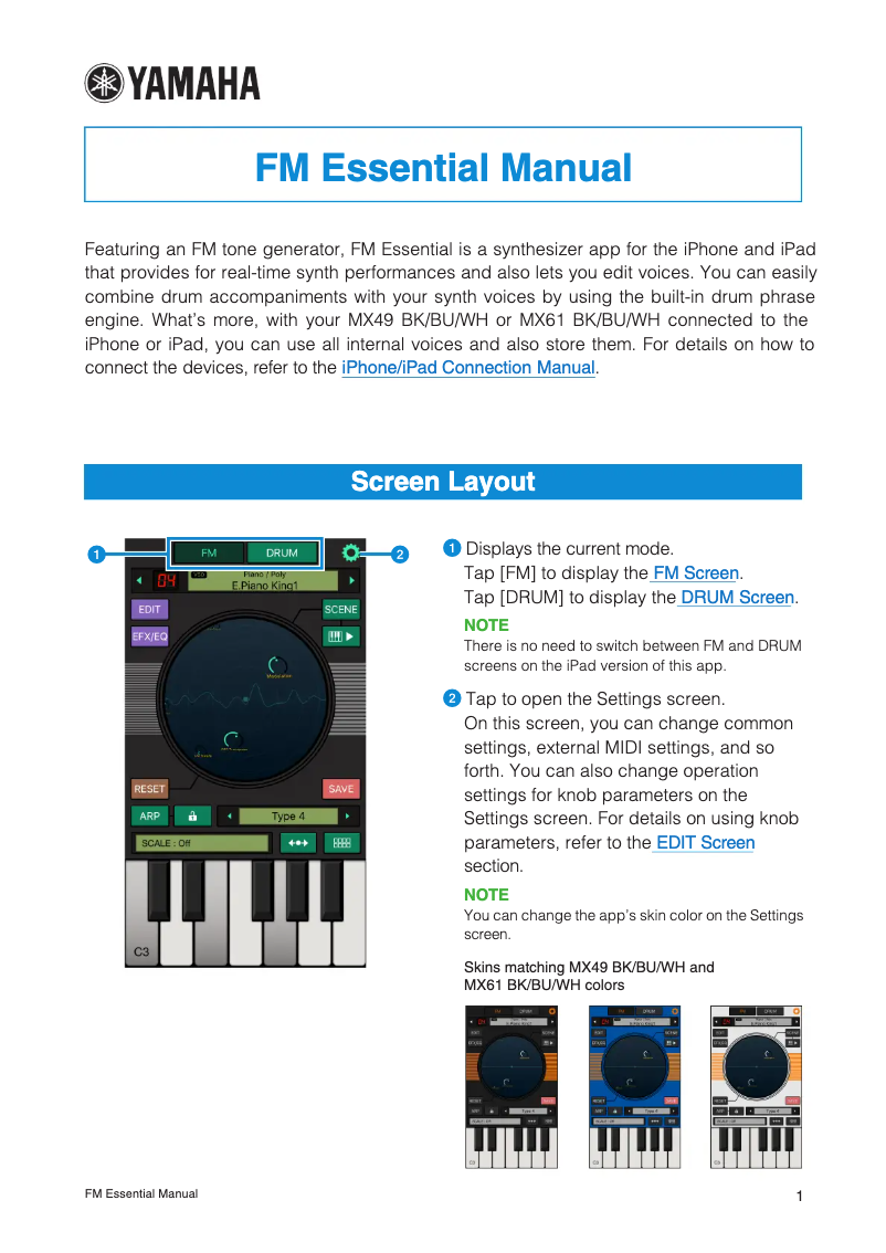 Page n°1 - Manuel utilisateur Yamaha FM Essential
