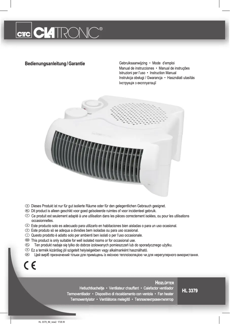 Page 1 de la notice Manuel utilisateur Clatronic HL 3379