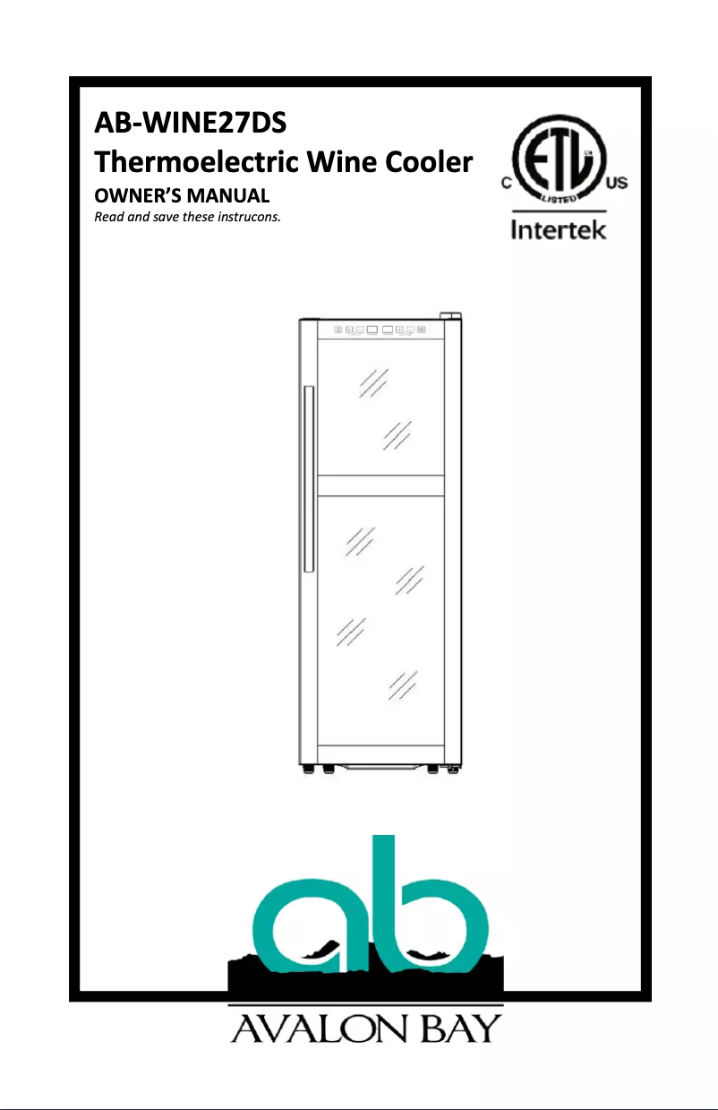 Page 1 de la notice Manuel utilisateur Avalon Bay AB-WINE27DS