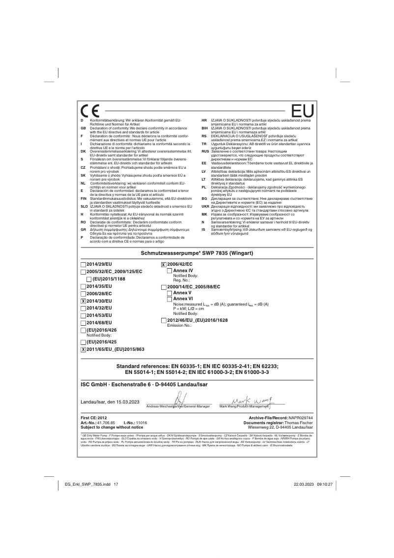 Image de la première page du manuel de l'appareil SWP 7835