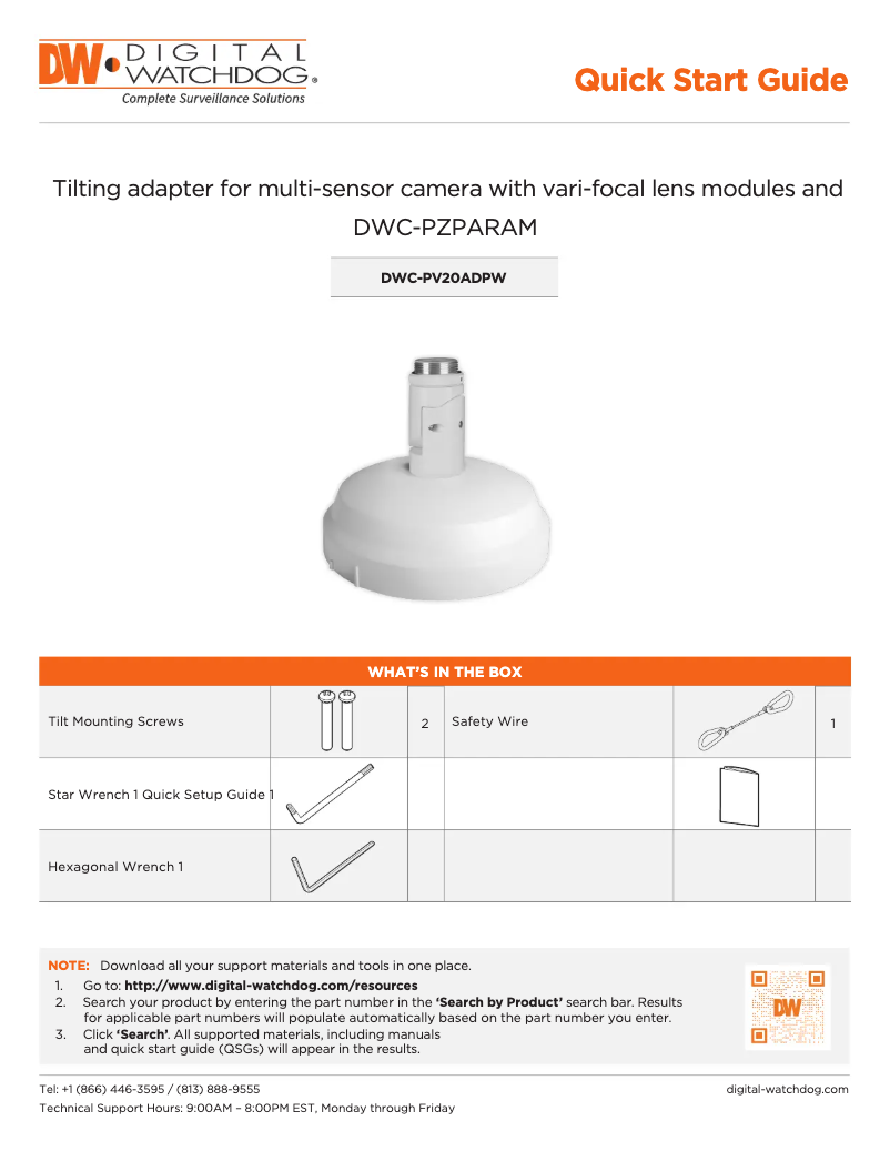 Page 1 de la notice Manuel utilisateur Digital Watchdog DWC-PV20ADPW
