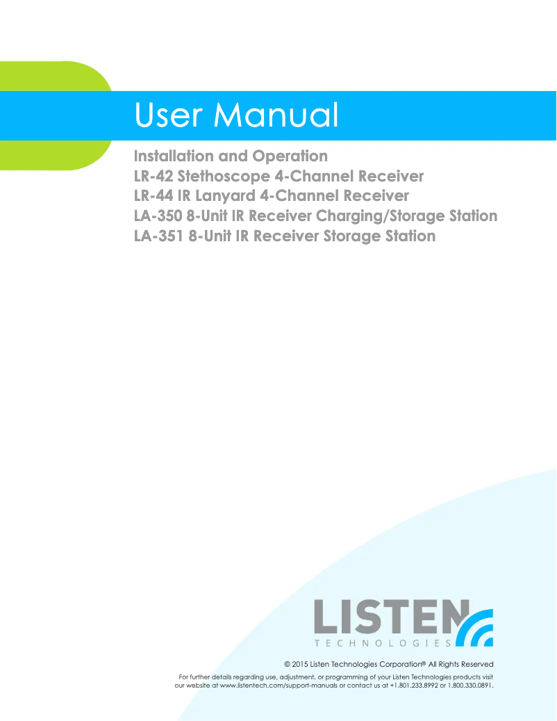 Page 1 de la notice Manuel utilisateur Listen LR-42