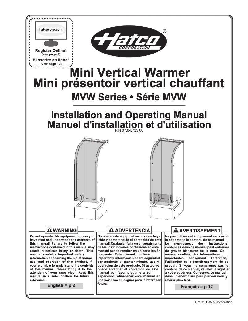 Page n°1 - Manuel utilisateur Hatco MVW-12-4