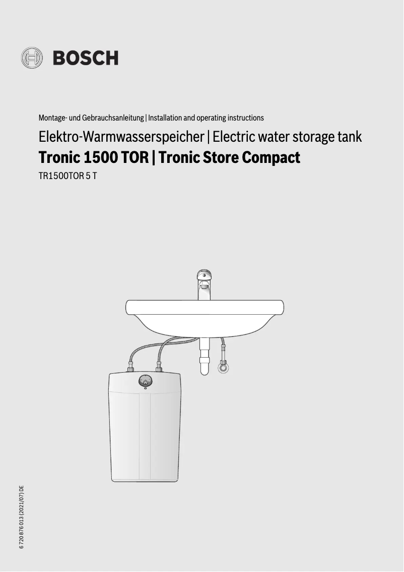 Page n°1 - Manuel utilisateur Bosch Tronic 1500 TOR