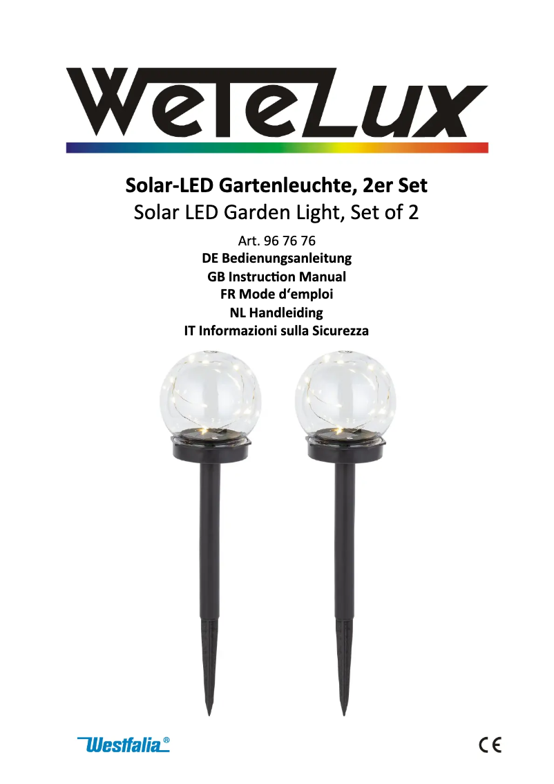 Page n°1 - Manuel utilisateur Wetelux 967676