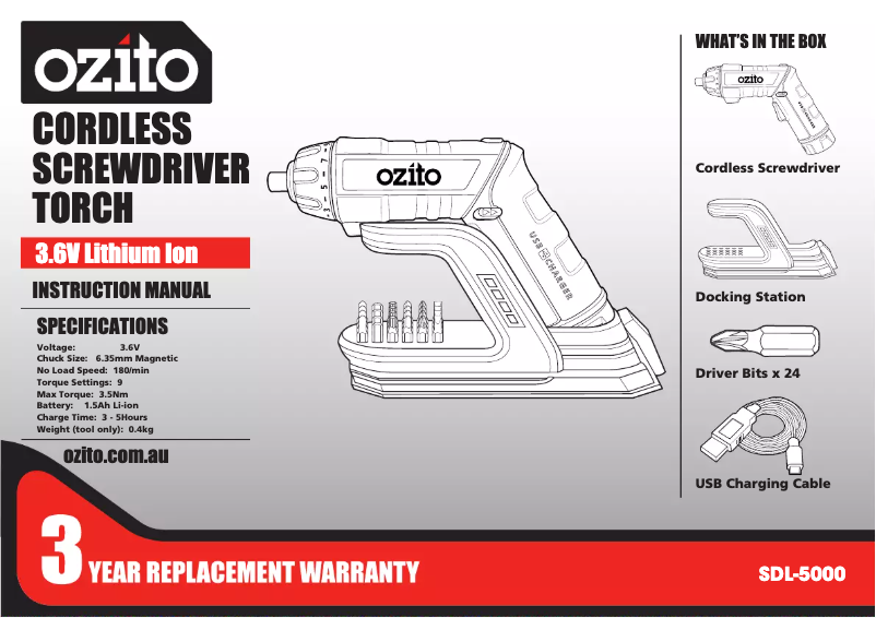 Página 1 del manual Manual de instrucciones Ozito SDL-5000