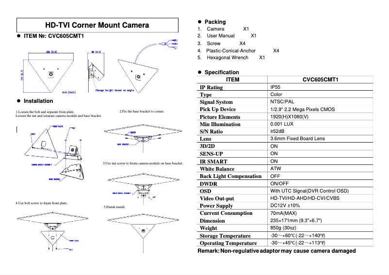 Image de la première page du manuel de l'appareil CVC605CMT1