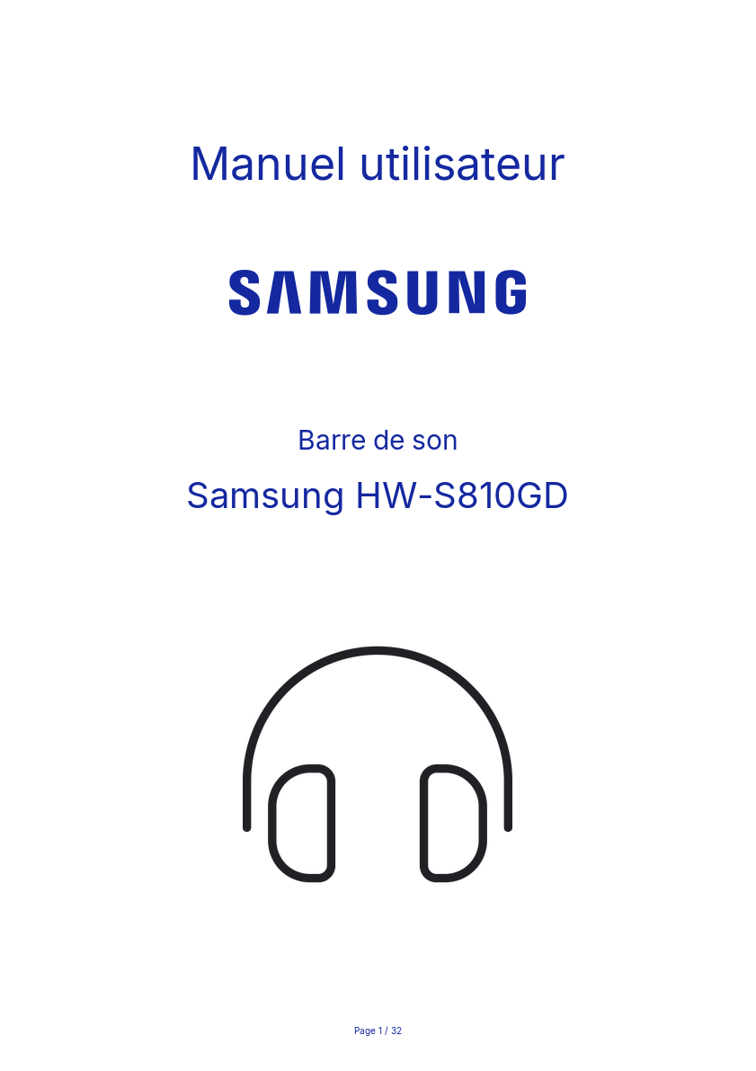 Page n°1 - Manuel utilisateur Samsung HW-S810GD