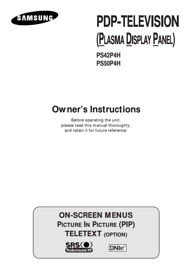 Page n°1 - Manuel utilisateur Samsung PPM50H3