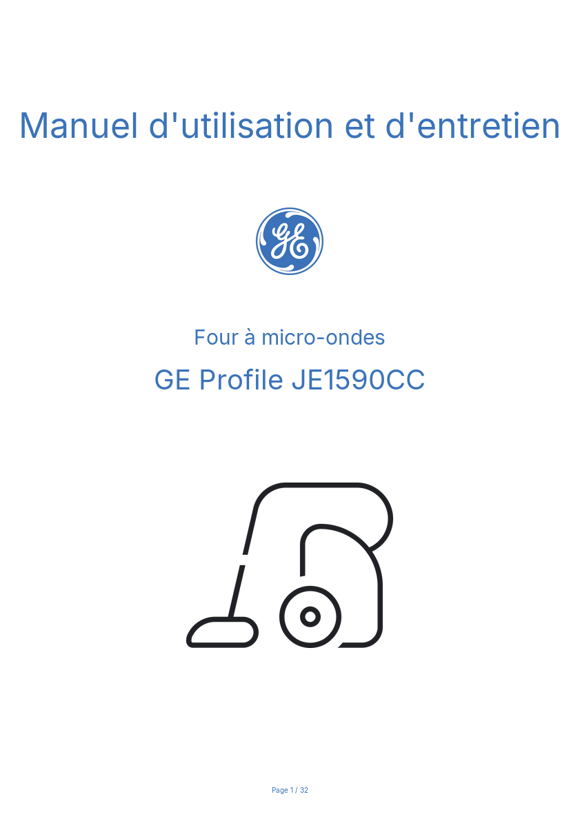 Page n°1 - Manuel d'utilisation et d'entretien GE Profile JE1590CC