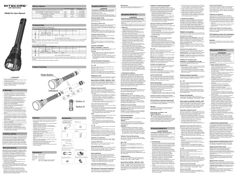 Page n°1 - Manuel utilisateur Nitecore MH40 Pro