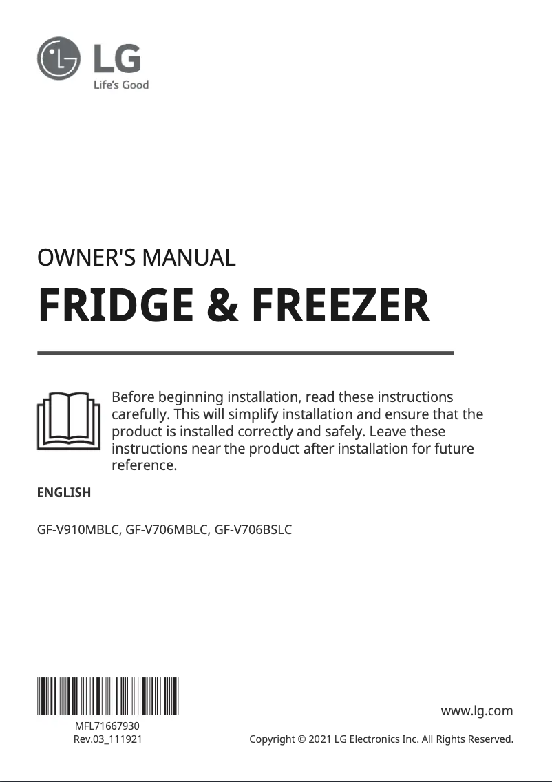 Página 1 del manual Manual de usuario LG GF-V706BSLC