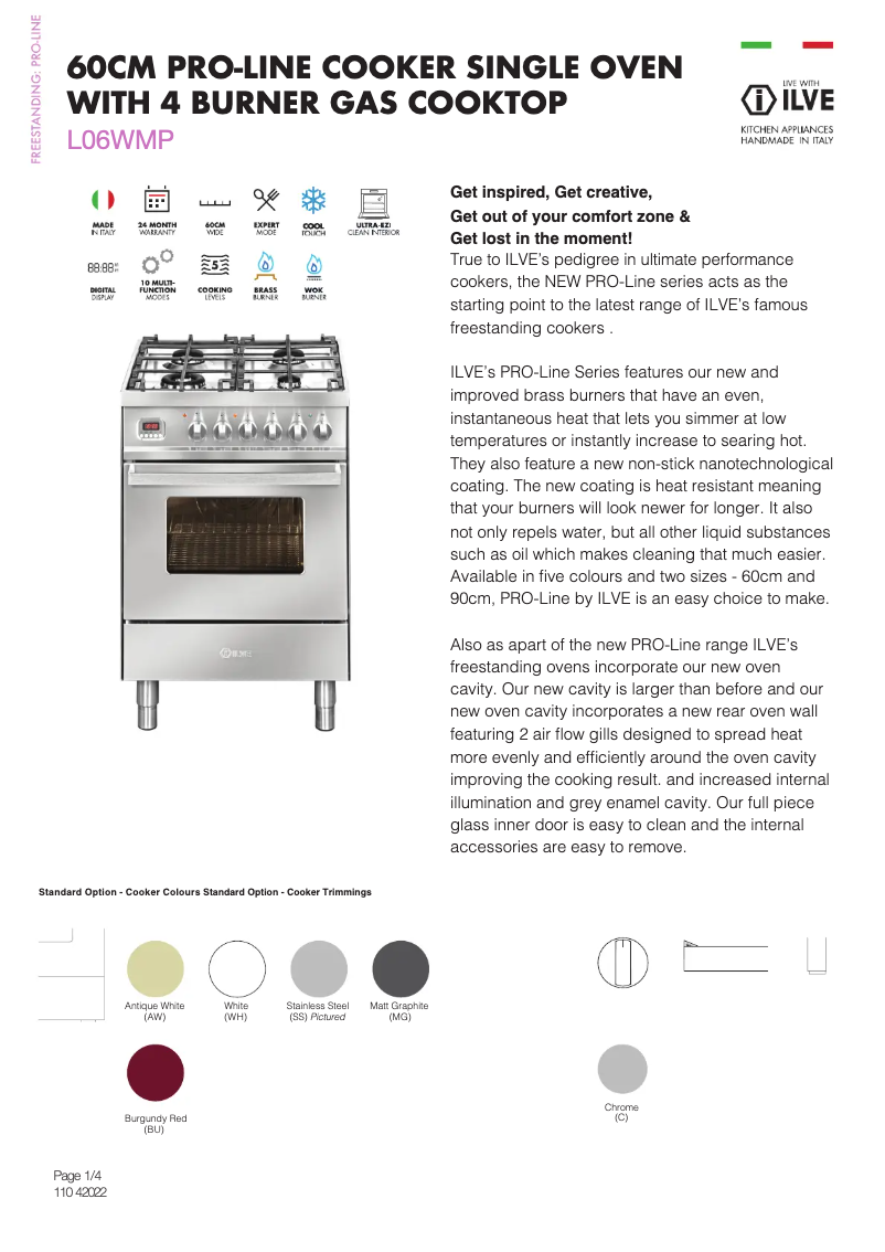 Page 1 de la notice Fiche technique Ilve L06WMP
