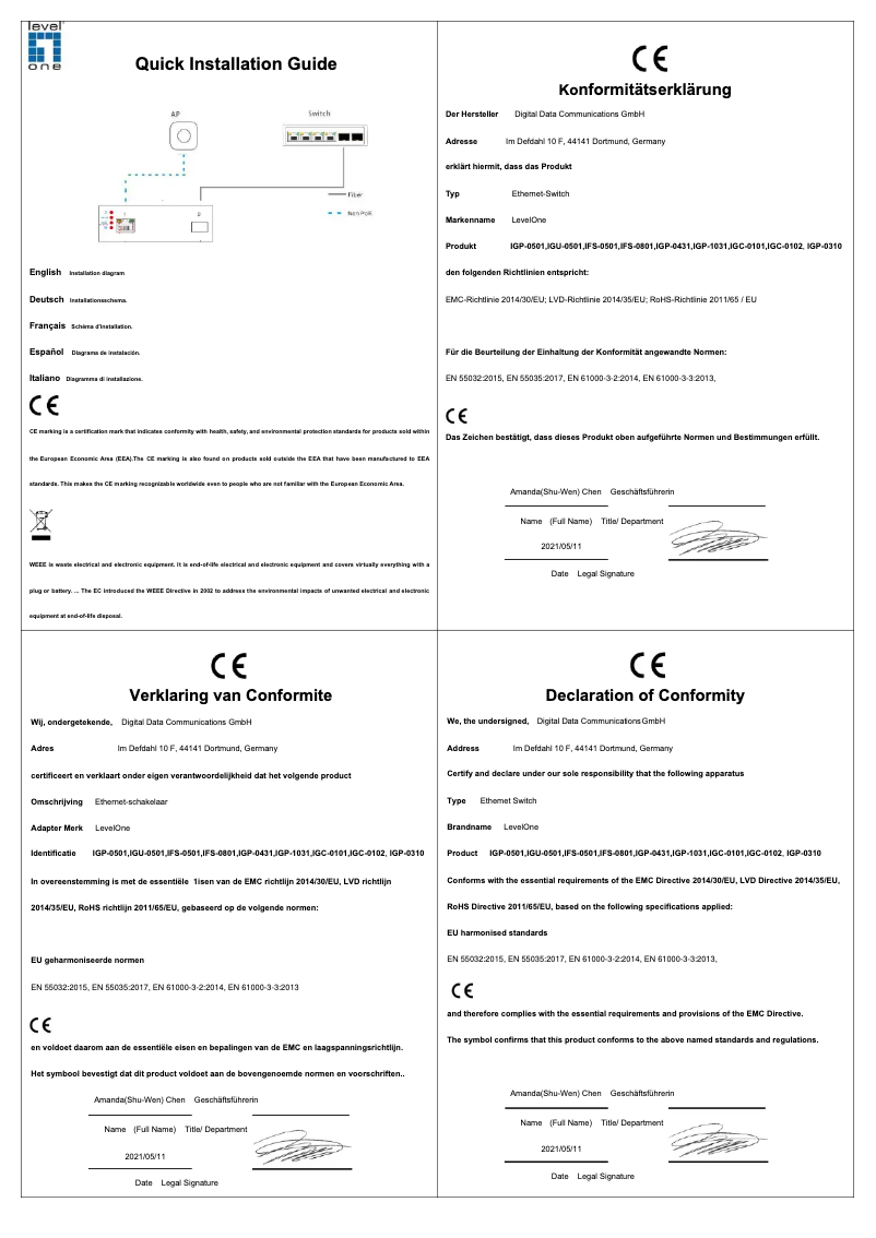 Page n°1 - Manuel utilisateur LevelOne IGC-0102