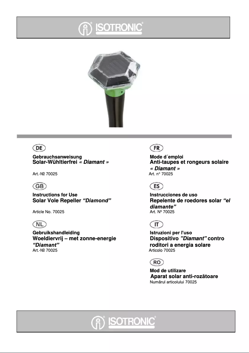 Page n°1 - Manuel utilisateur Isotronic 70025