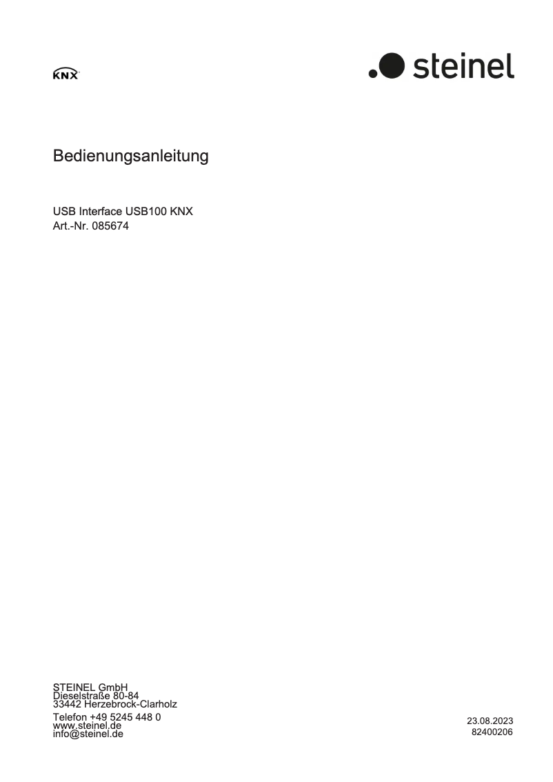 Page 1 de la notice Manuel utilisateur Steinel USB100 KNX