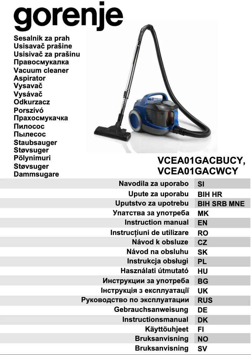 Image de la première page du manuel de l'appareil VCEA01GACWCY