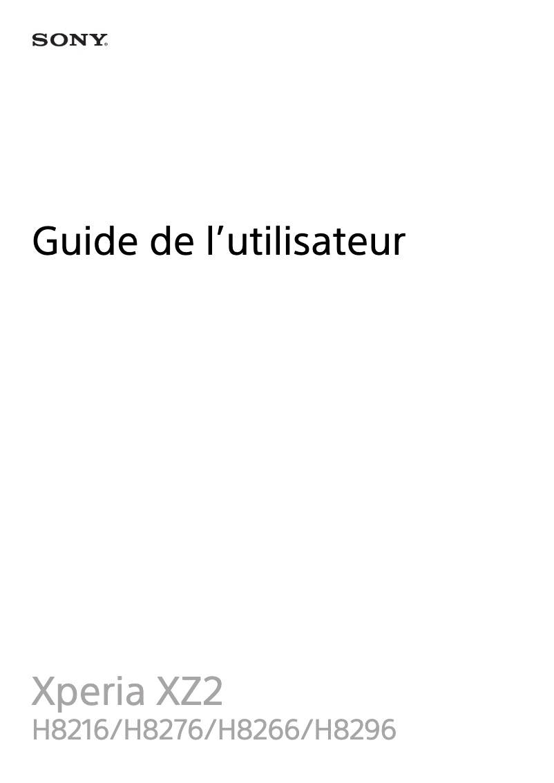 Page 1 de la notice Manuel utilisateur Sony Xperia XZ2