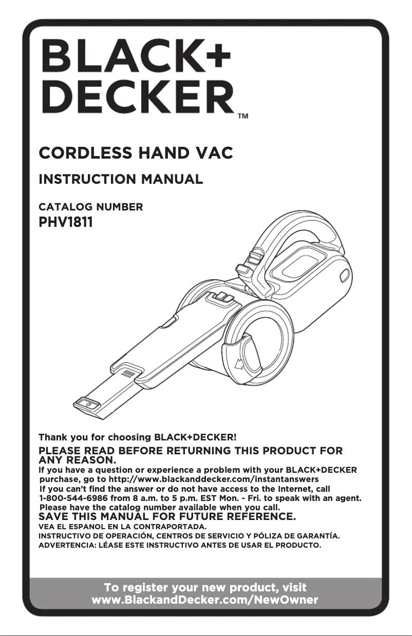 Page n°1 - Manuel utilisateur Black & Decker PHV1811