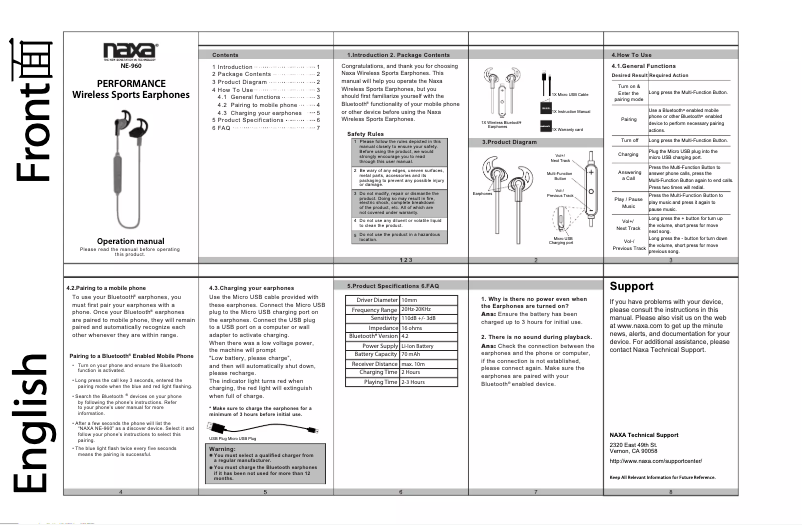 Page n°1 - Manuel utilisateur Naxa Performance NE-973