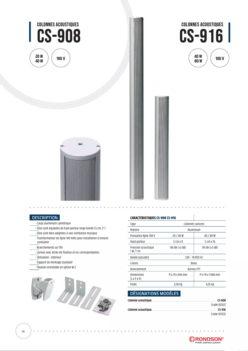 Page 1 de la notice Manuel utilisateur Rondson CS908