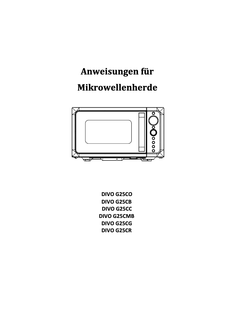 Image de la première page du manuel de l'appareil DIVO G25CB