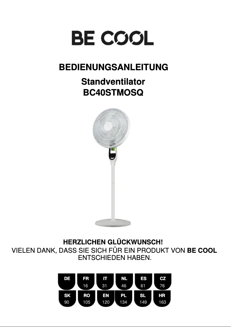 Page 1 de la notice Manuel utilisateur Be Cool BC40STMOSQ