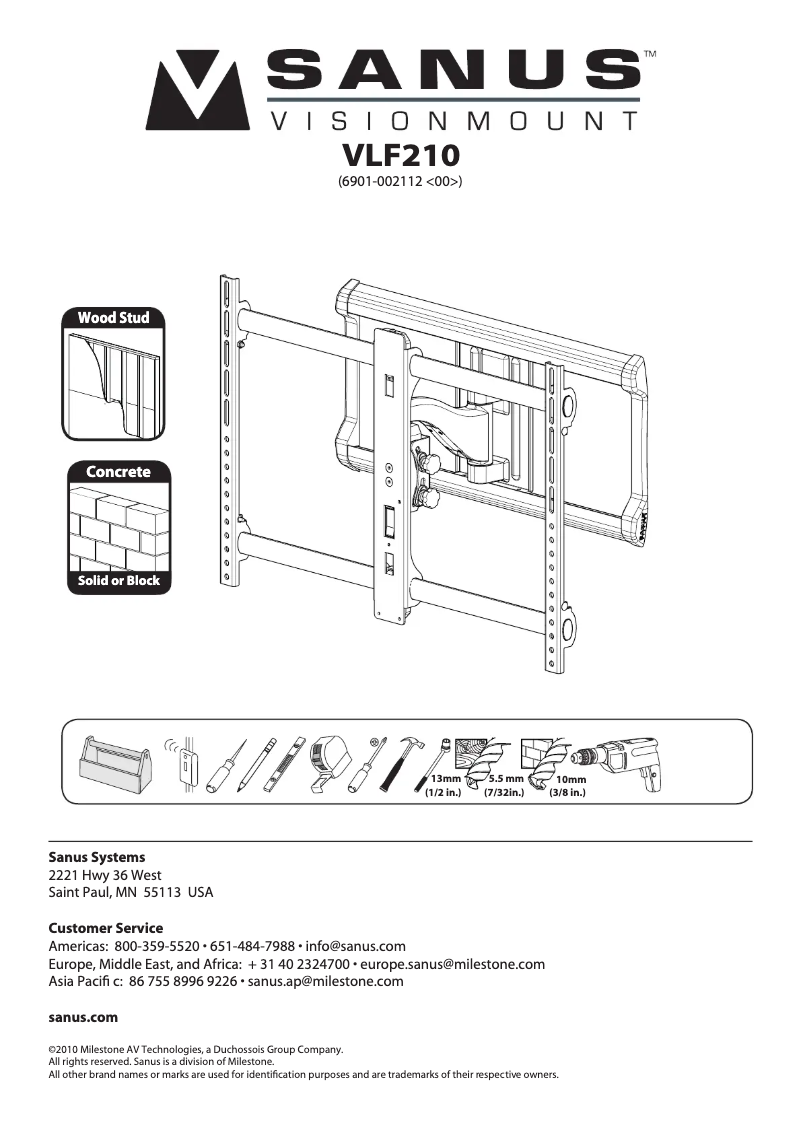 Page n°1 - Manuel utilisateur Sanus VLF210