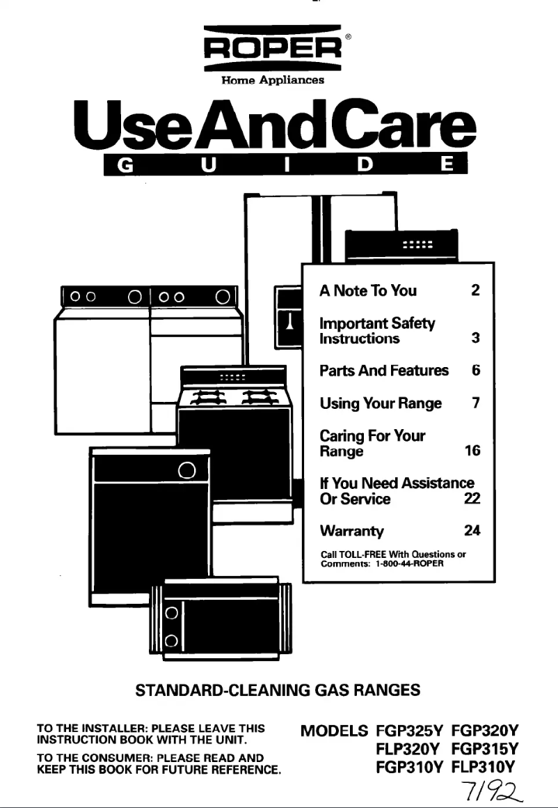 Image de la première page du manuel de l'appareil FGP325YL3