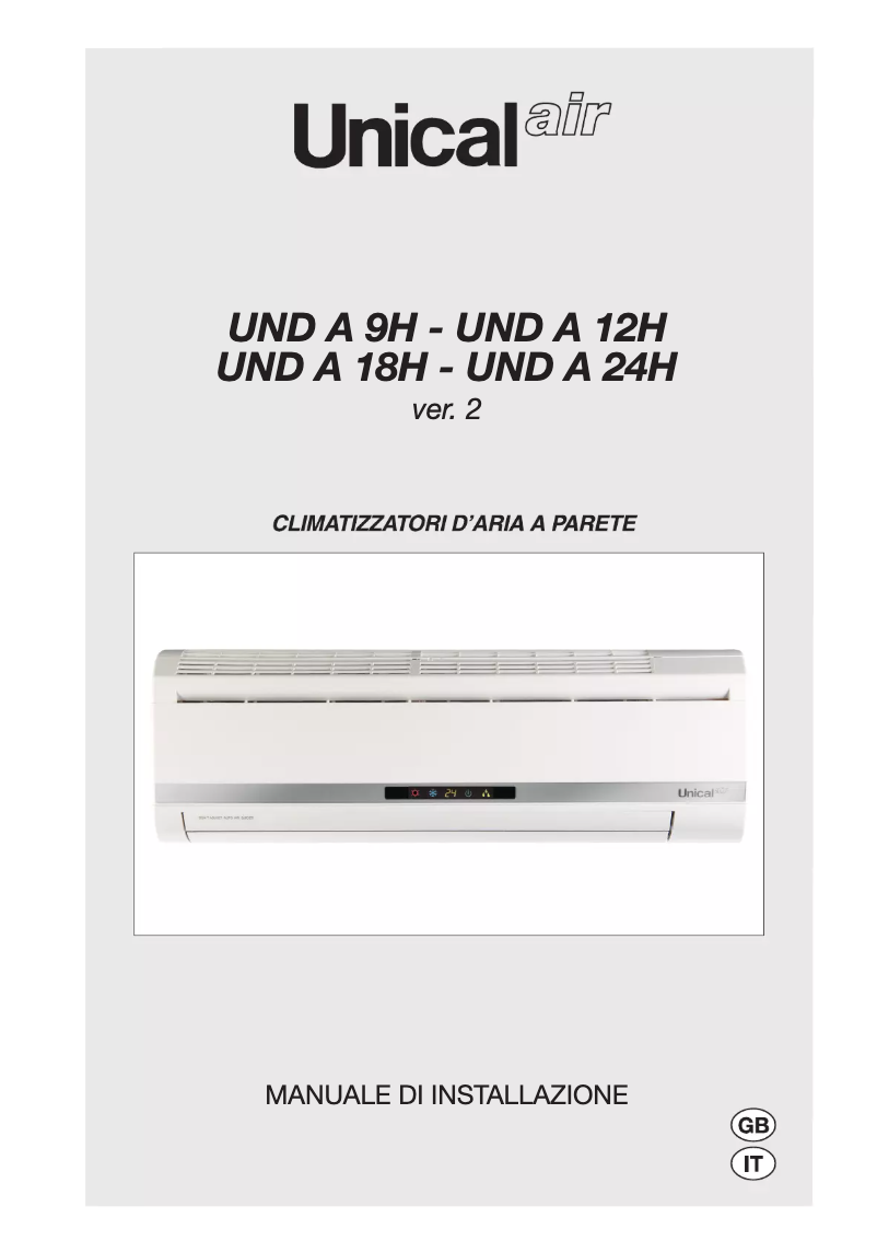 Page 1 de la notice Manuel utilisateur UnicalAir UND A 9H