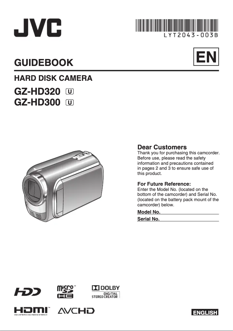 Image de la première page du manuel de l'appareil Everio GZ-HD300