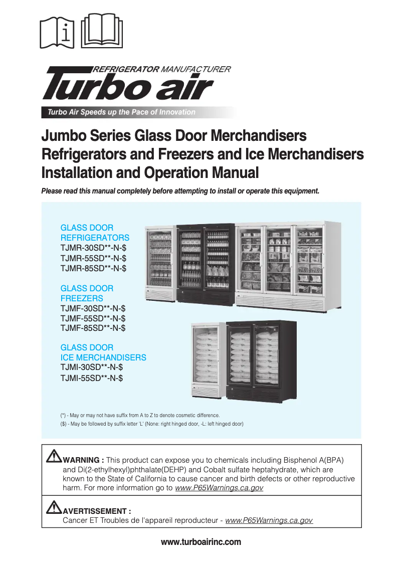 Page n°1 - Manuel utilisateur Turbo air TJMR-85SDW-N