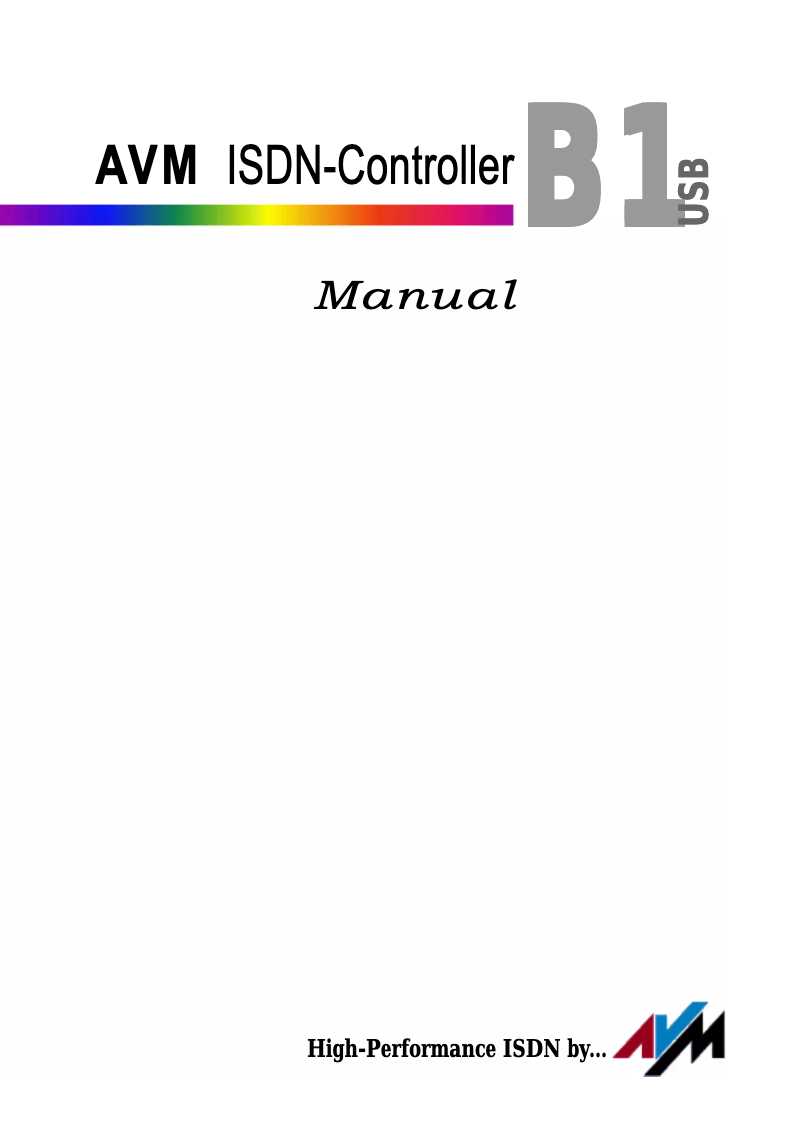 Page n°1 - Manuel utilisateur AVM ISDN-Controller B1 USB