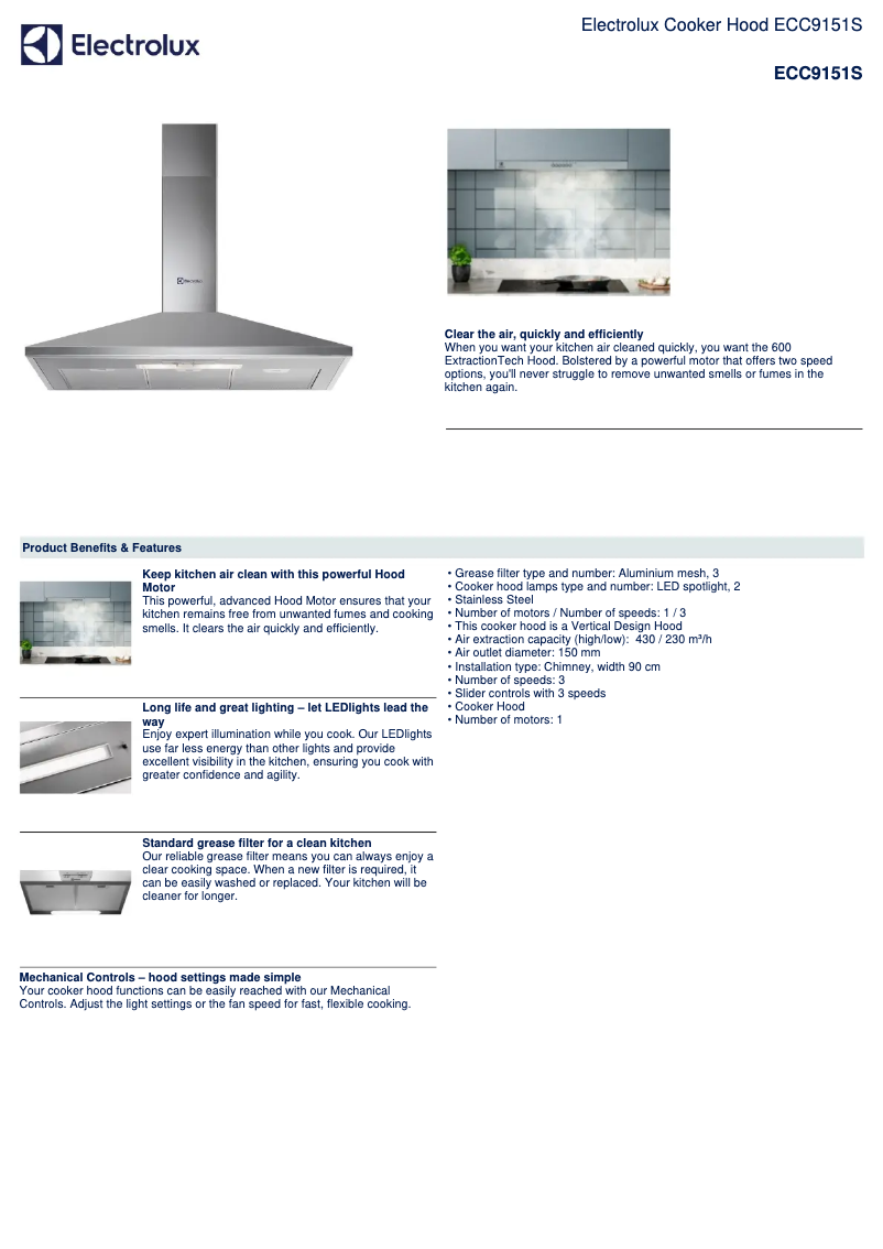 Page 1 de la notice Manuel utilisateur Electrolux ECC9151S