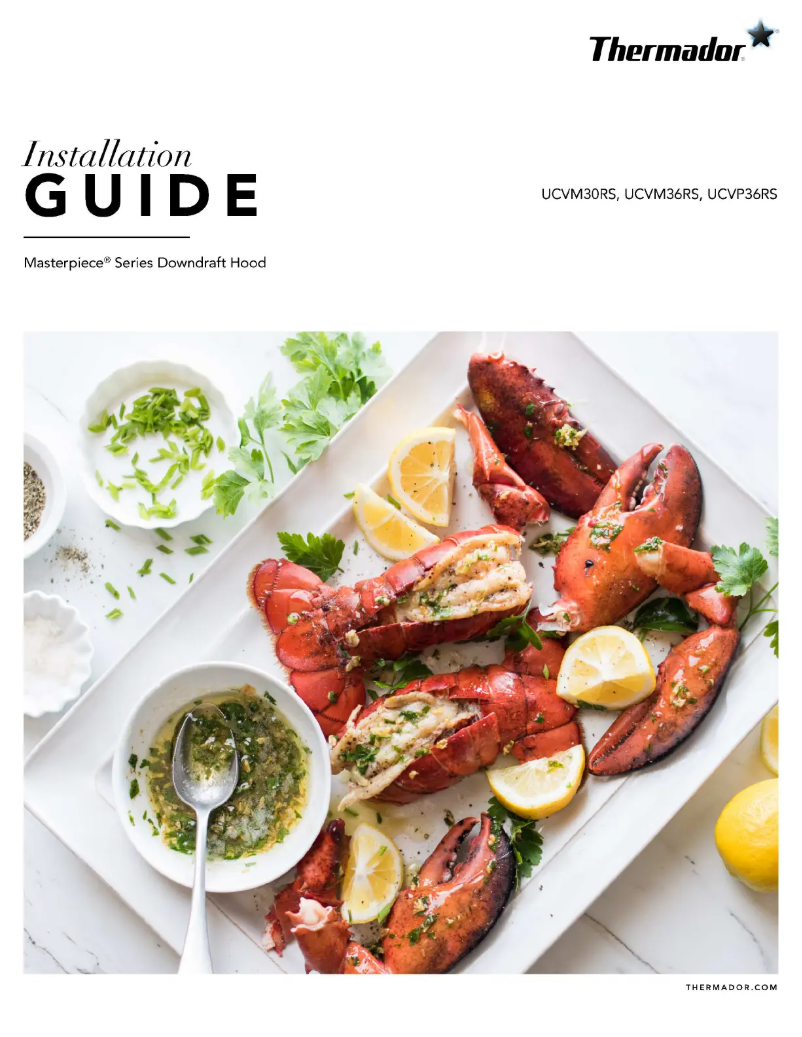 Page 1 of the manual Installation Guide Thermador UCVM36RS