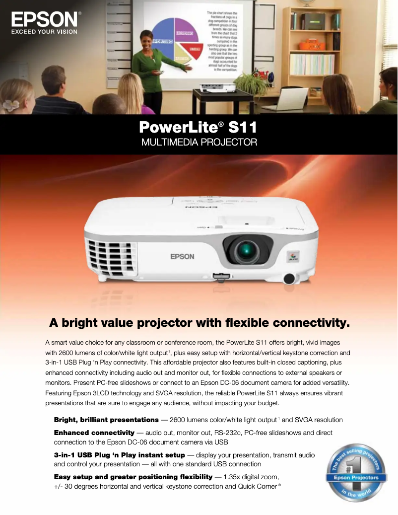 Imagen de la primera página del manual del dispositivo PowerLite S11