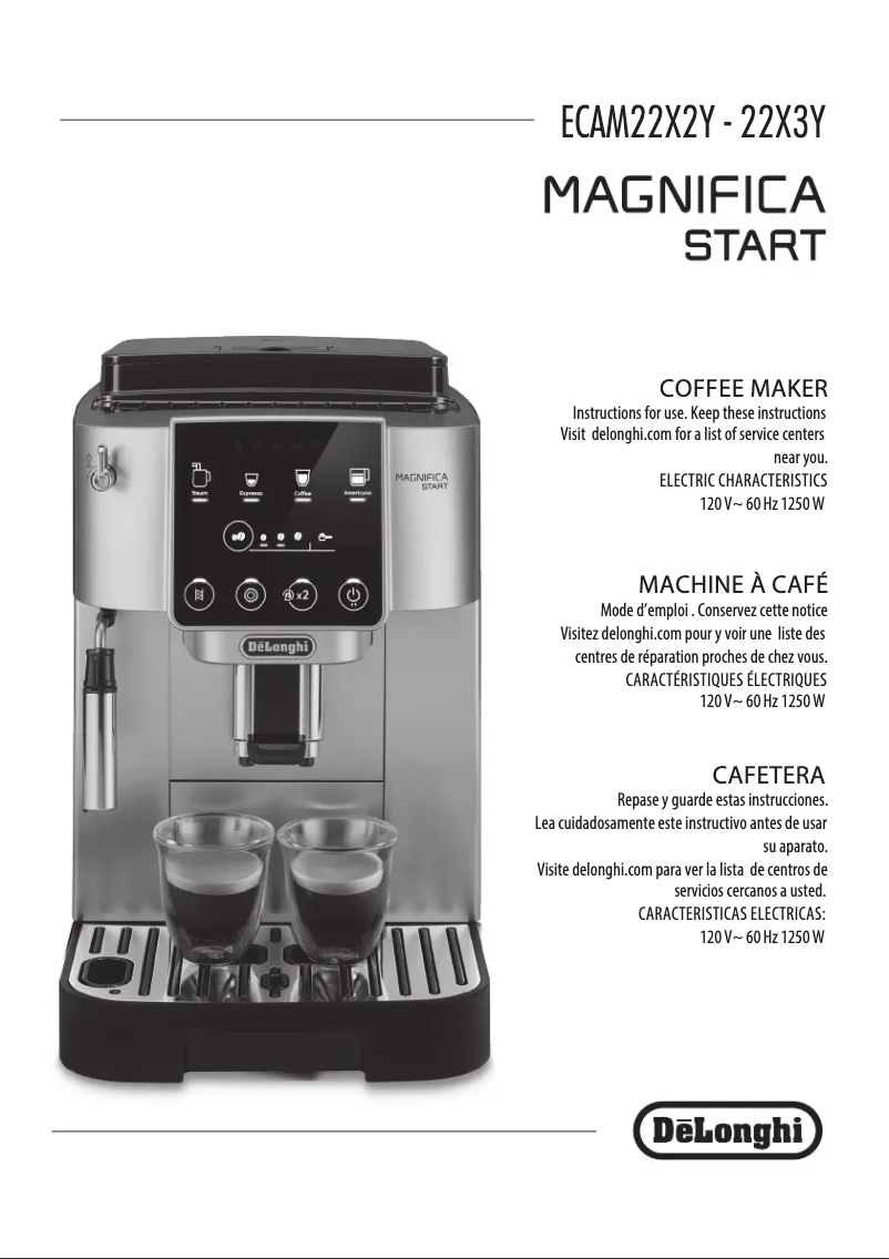 Page n°1 - Guide de démarrage rapide DeLonghi Magnifica Start ECAM22022B